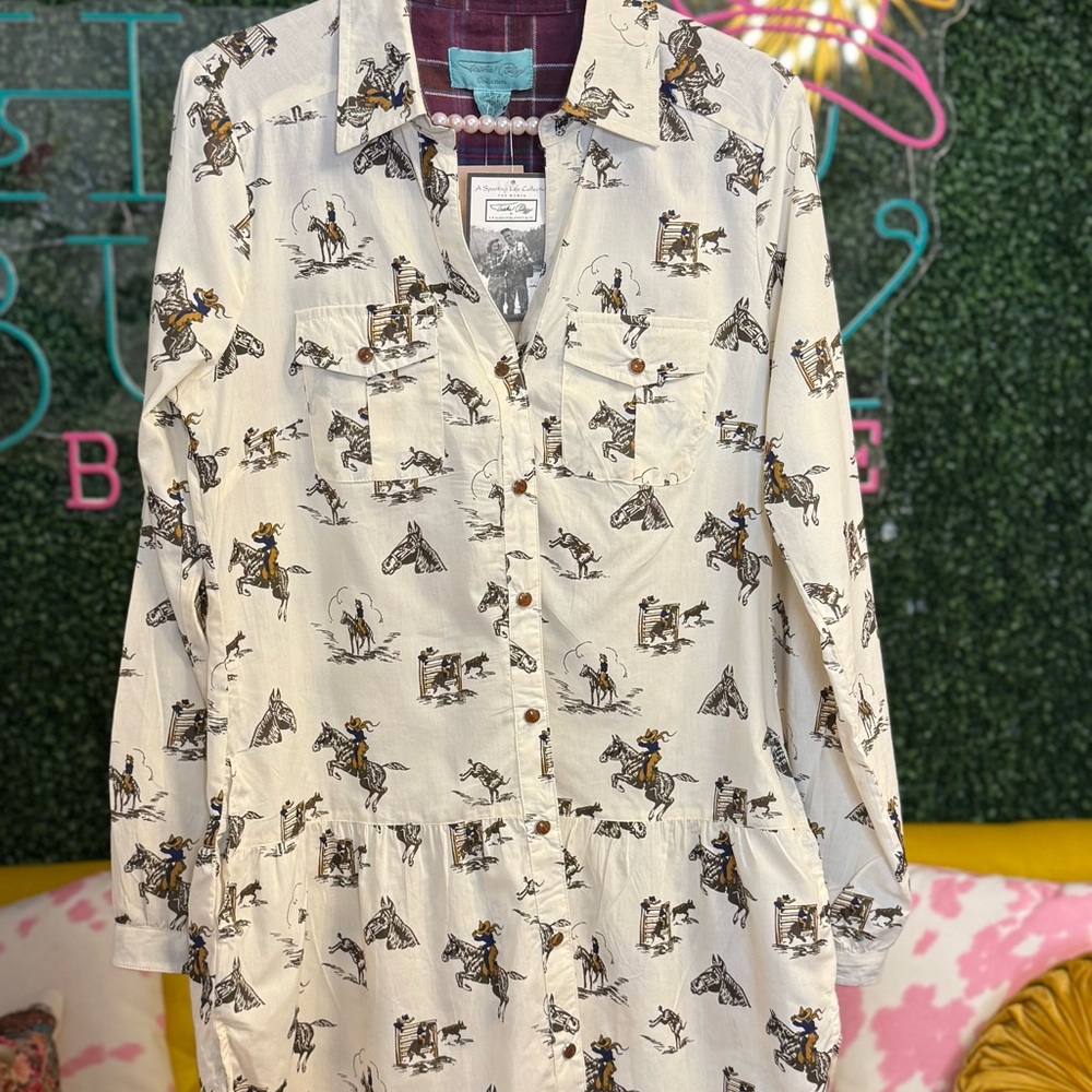 Tasha‎ Polizzi Four Corners Western Collared Snap Button Tunic Size Small NWT